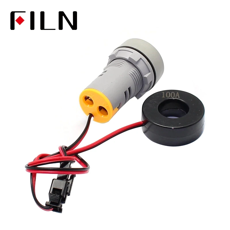 Filn 22 мм 0-100A цифровой амперметр индикатор светодиодная лампа квадратный световой сигнал переменного тока