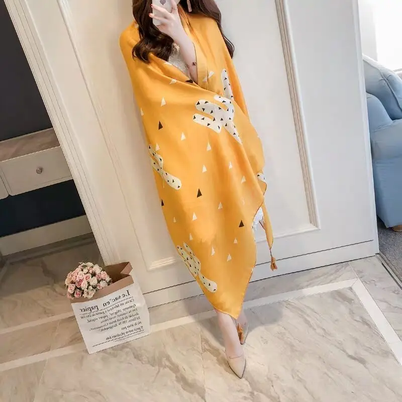 Wholesale Custom Printing Large Silk Cotton Blends Scarf Sarong