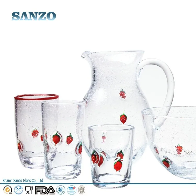 set14104 sanzo пользовательских изделия из стекла производителя клубника десерт рюмку и жидкого стекла
