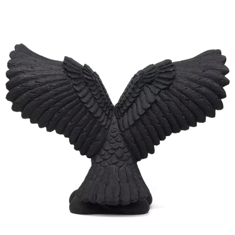 Natural Black Obsidian Crystal Carving Craft Quartz  Crystal Carved Eagle Decoration