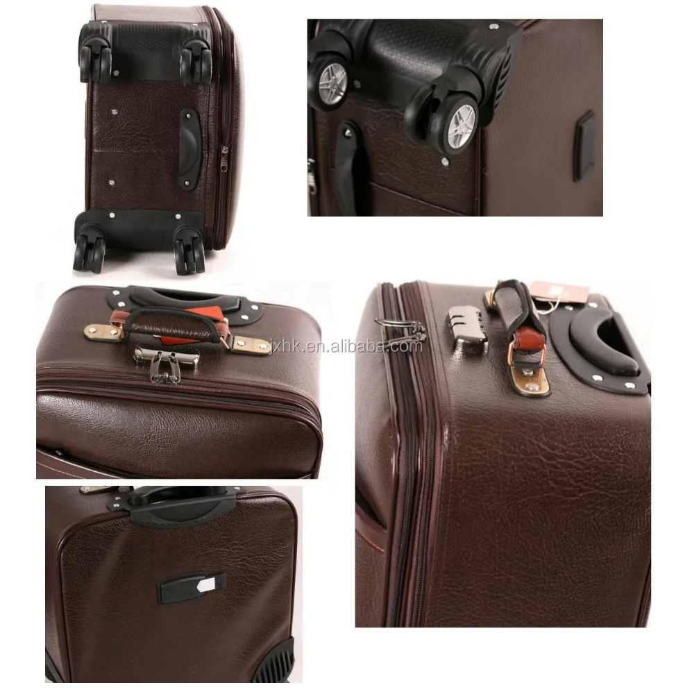PU luggage airplane trolley bag with wheels pilot case travel luggage