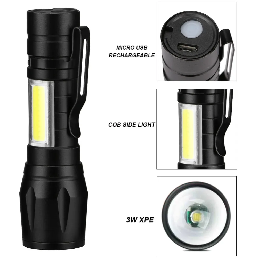 Super Bright USB Rechargeable Mini Portable Torch Light Emergency Flashlight For Outdoor Camping Fishing