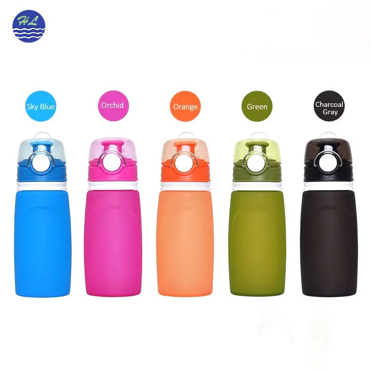 
Portable leakproof 550ml travel sports drinking wholesale silicone collapsible foldable silicone water bottle 