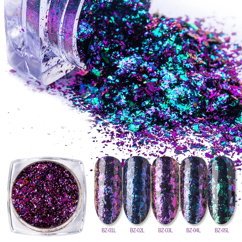 CCO Factory Direct Selling  Nail Mirror Effect chameleon Flakes powder chrome mirror powder