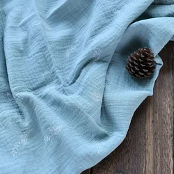 Combed pattern custom printed cotton muslin double gauze fabric for baby