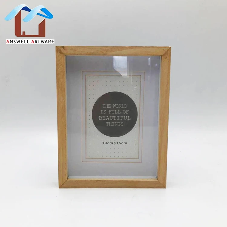 Photo Frame Wood Hanging Natural Solid Marcos De Foto Wood Bulk Box Frame Wholesale Custom Small Shadow Box Frames
