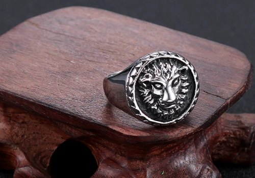 Gothic Men Lion Head Rings Punk Biker Cool Ring Vintage Steel heavy Ring In Stock