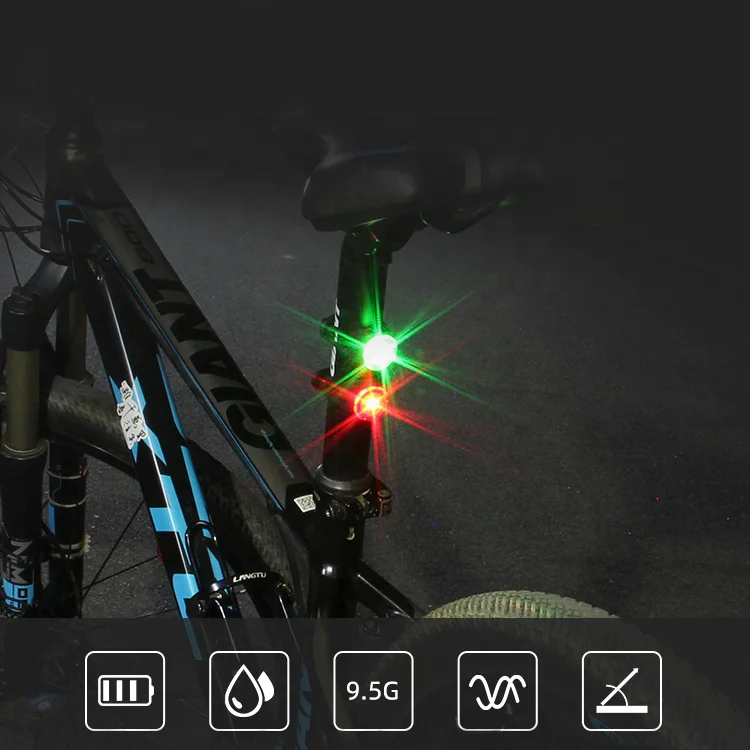Waterproof bike rear light IPX6 CR2032 bicycle taillights led mountain bike riding mini warning led tail light