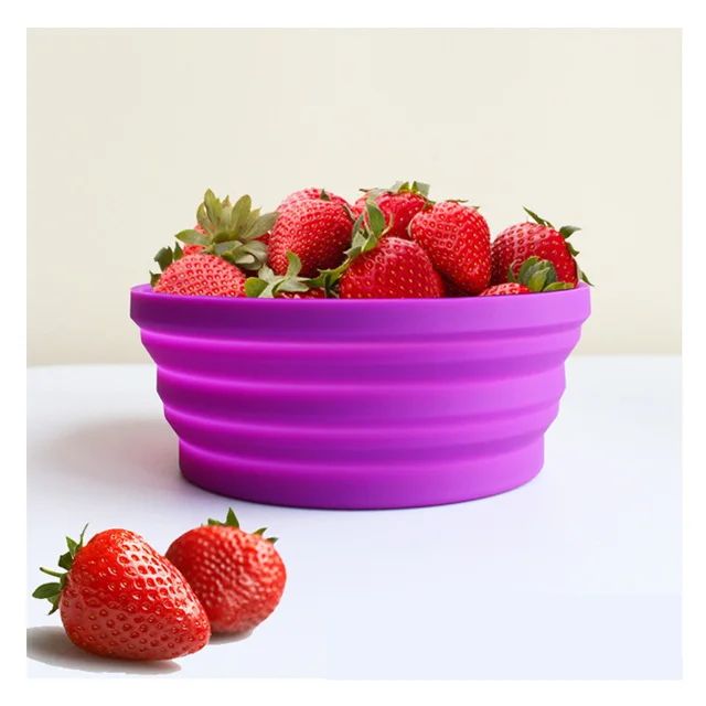 Expandable Portable Collapsible Dog Folding Silicone Foldable Food Bowl for Camping Hiking Travel Sport