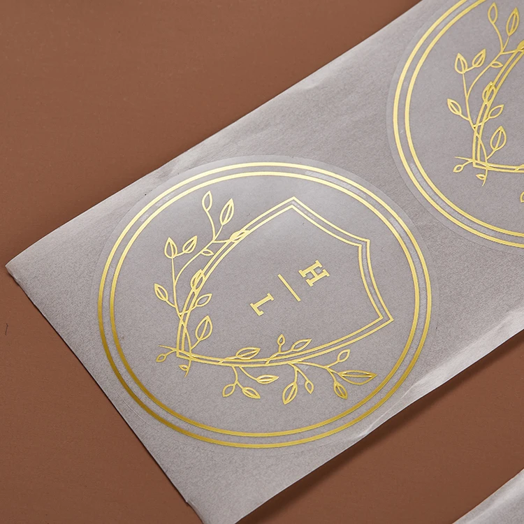 Custom Logo Gold Foil Plastic Printing Transparent Clear Waterproof Label Vinyl Sticker