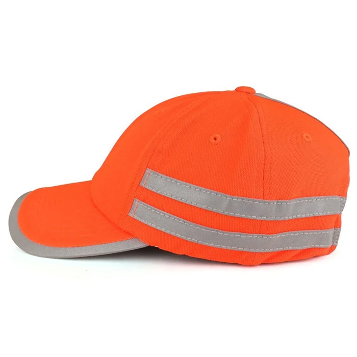 High Visibility Safety Unstructured Cap With Reflective Stripes Fluorescent Performance Hunting Cap Hat