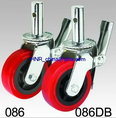 
red pu wheel heavy duty scaffold caster wheel with lock 