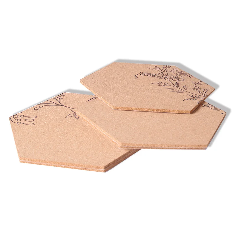 
Custom 6mm thickness Shape Hexagon Bulletin Message Cork Sheet Tiles Board with adhesive backing 