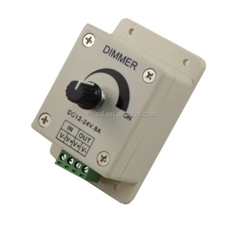DC12-24V,Knob type LED dimmer to realize 0-100% brightness dimming,12V<96W,24V<192W,1 channel dimmer controller