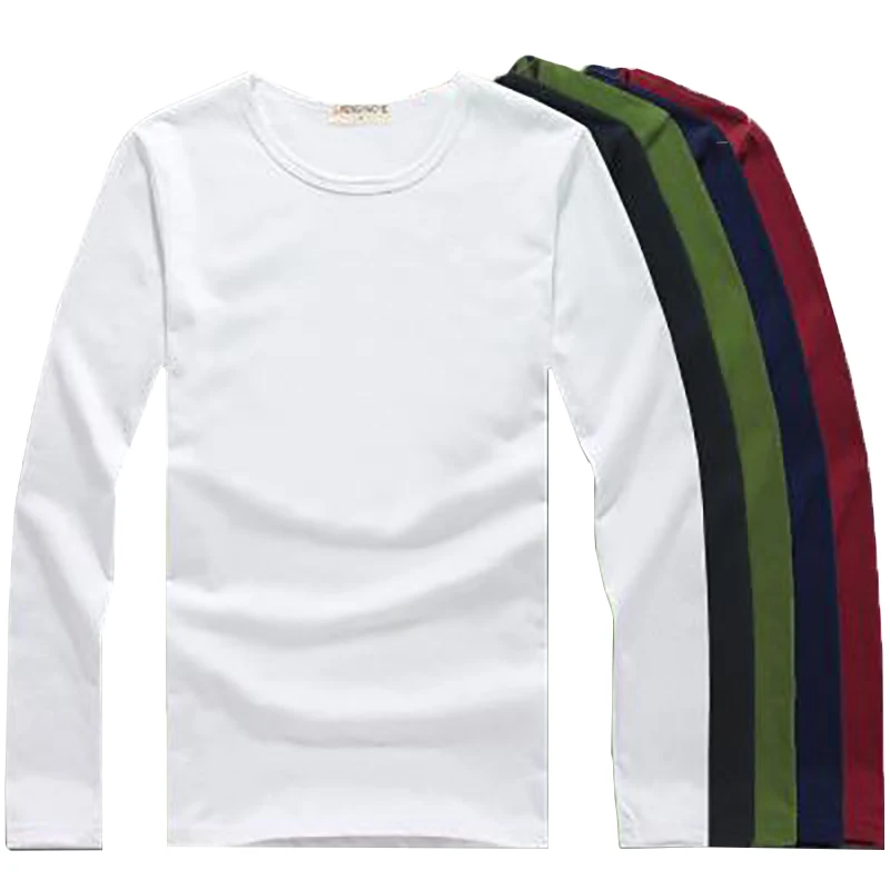 
100% cotton long sleeve blank round neck casual man polo t-shirt 