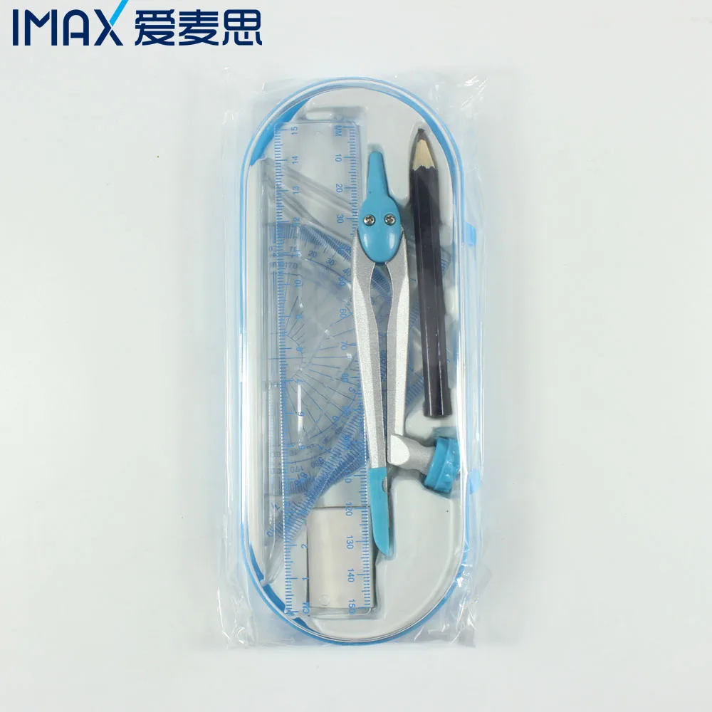 Пластиковая Геометрическая коробка с компасом из цинкового сплава, 7 шт.