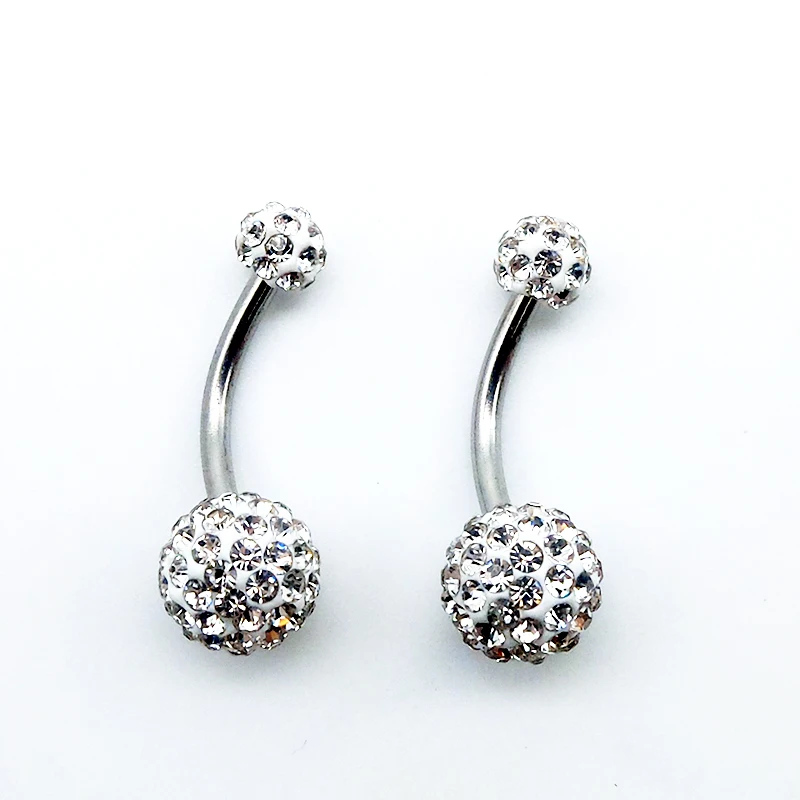 Mixed Colors Medical Stainless Steel Belly Navel Piercing Shambhala CZ Crystal Belly Navel Ring for Sexy Women