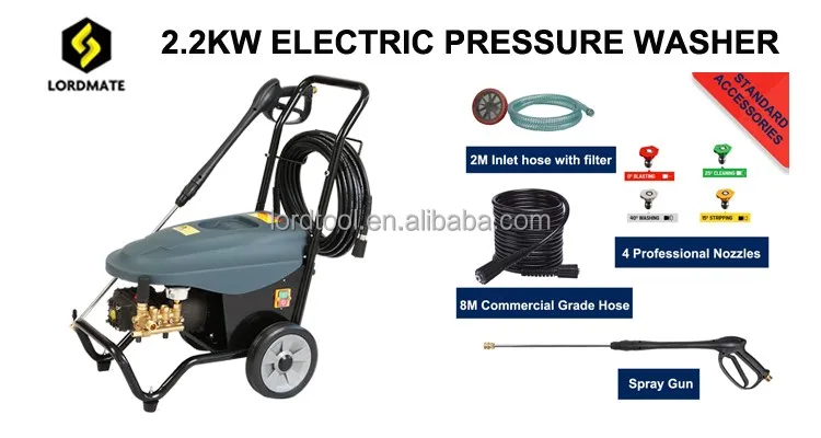 LORDMATE 2.2KW electric high pressure washer with triplex pump