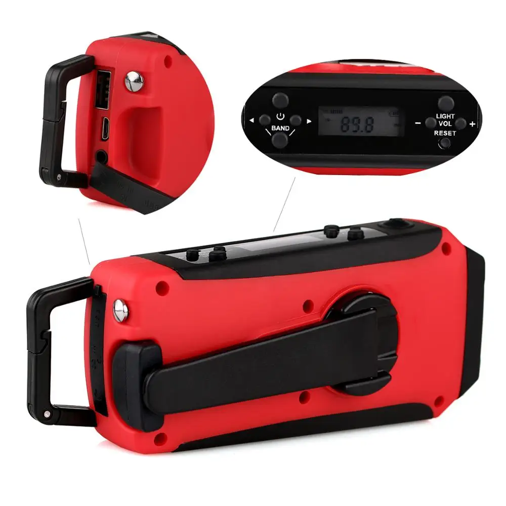 Digital Emergency Solar Hand Crank FM/AM/NOAA Weather Radio with LED Flashlight & Phone Charger & Screen