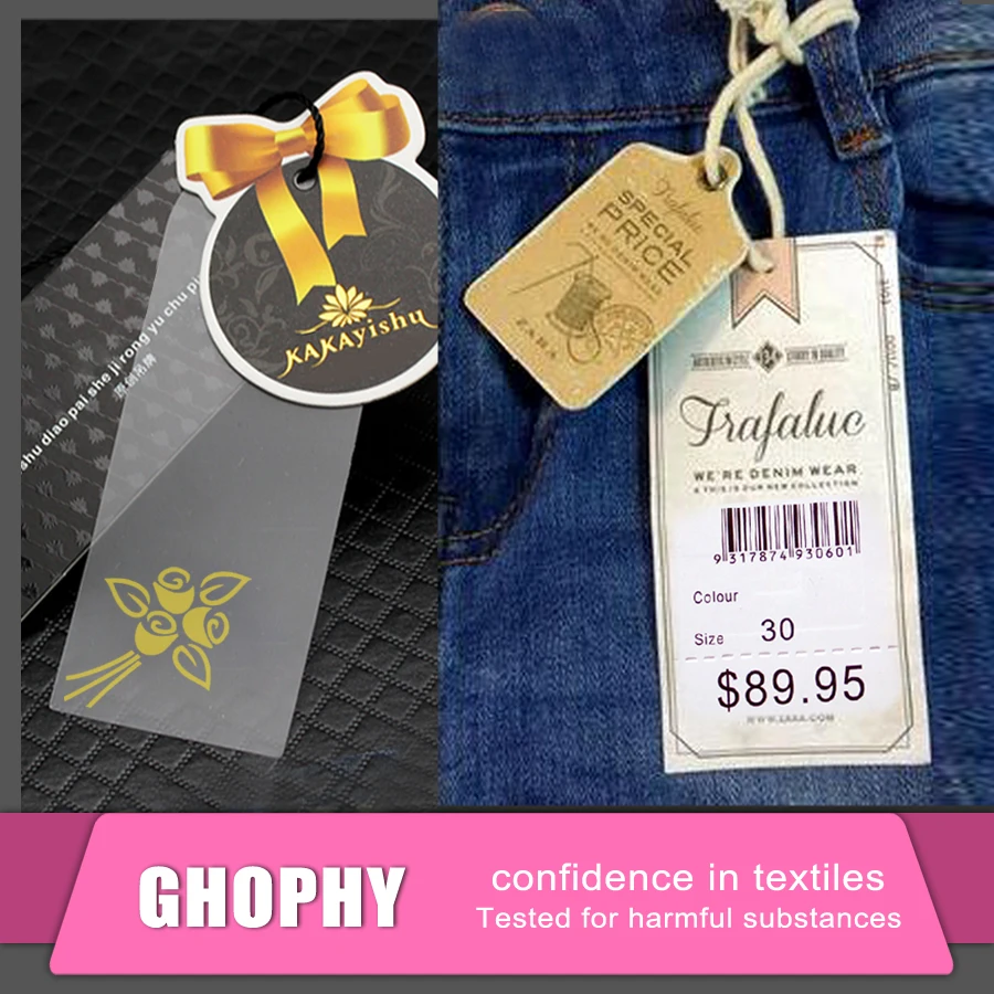 China Recycled Paper Jeans Hang Tags Plastic For Accessory, Jeans Paper Tag Designs, PVC Tag