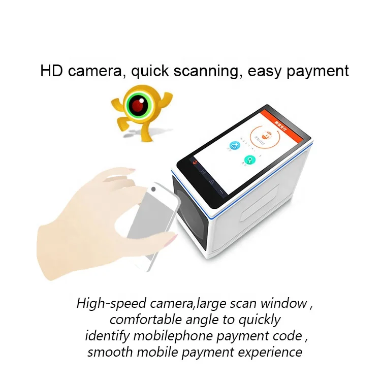 Barcode scanner portable touch screen NFC MPOS 5 inch 4G LTE Android POS terminal with SIM card for retailer store GC070B