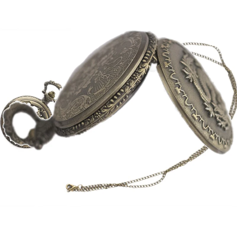 Fashion hot sale fiery dragon Pocket Watch Factory Pendant Retro Pocket Watches Direct Sale for Old Men Women