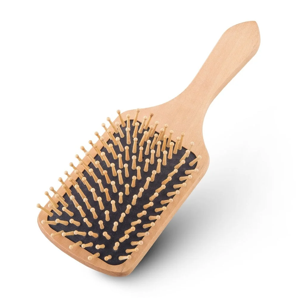 Factory price custom logo natural wooden hairbrush dry bamboo hair brush