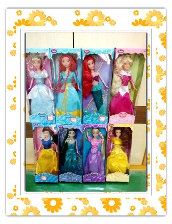 2016 29CM Popular eight princess snow white cinderella aurora ariel belle jasmine brave girl vinly dolls