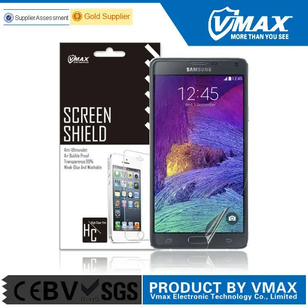 wholesale 4H hardness anti-fingerprint clear mobile phone lcd screen protector for galaxy note 4