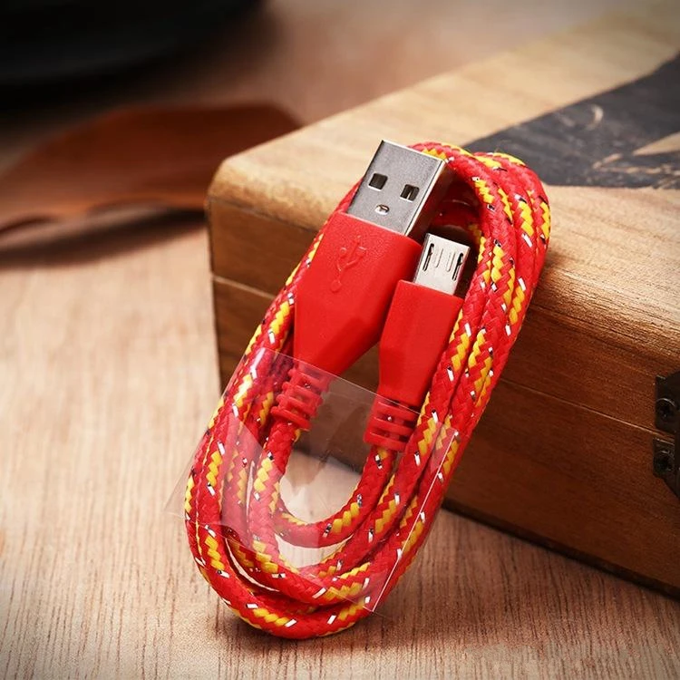 3FT 6FT 10FT Nylon Woven Cords Micro USB Fiber Fabric Braided Data Charger Cable Knit Charging Cord For Smartphone Cell Phone