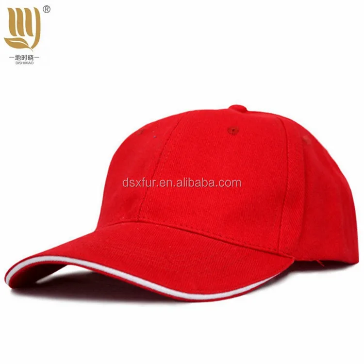 Cheap Price 100% polyester baseball cap Custom embroidered Logo Women Red sandwich brim palin Baseball caps and hats