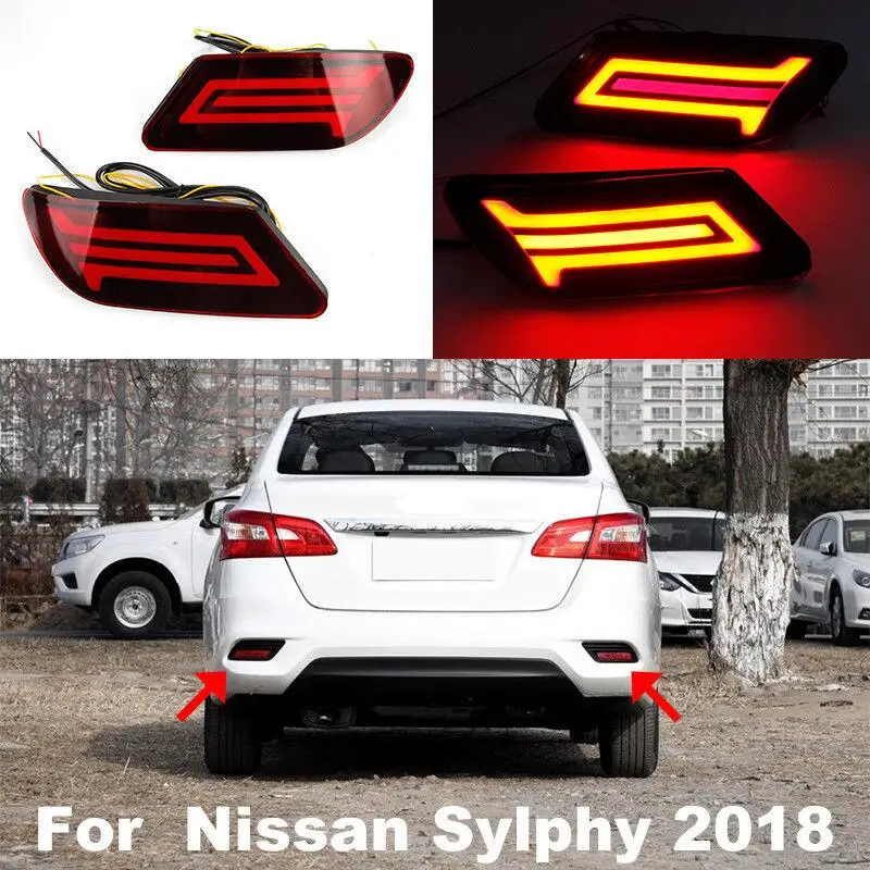  Автомобильный светодиодный фонарь для Nissan Sentra Sylphy 2016 2017 2018 отражатель заднего бампера с парковочным стоп-сигналом поворотным