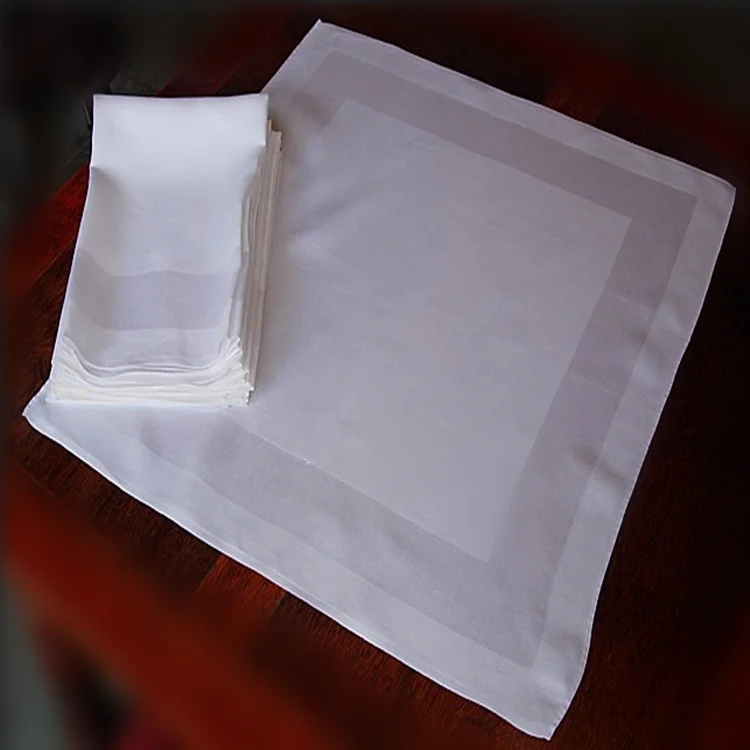 
Satin band white color 220gsm cotton cloth napkins for hotel and restaurant 
