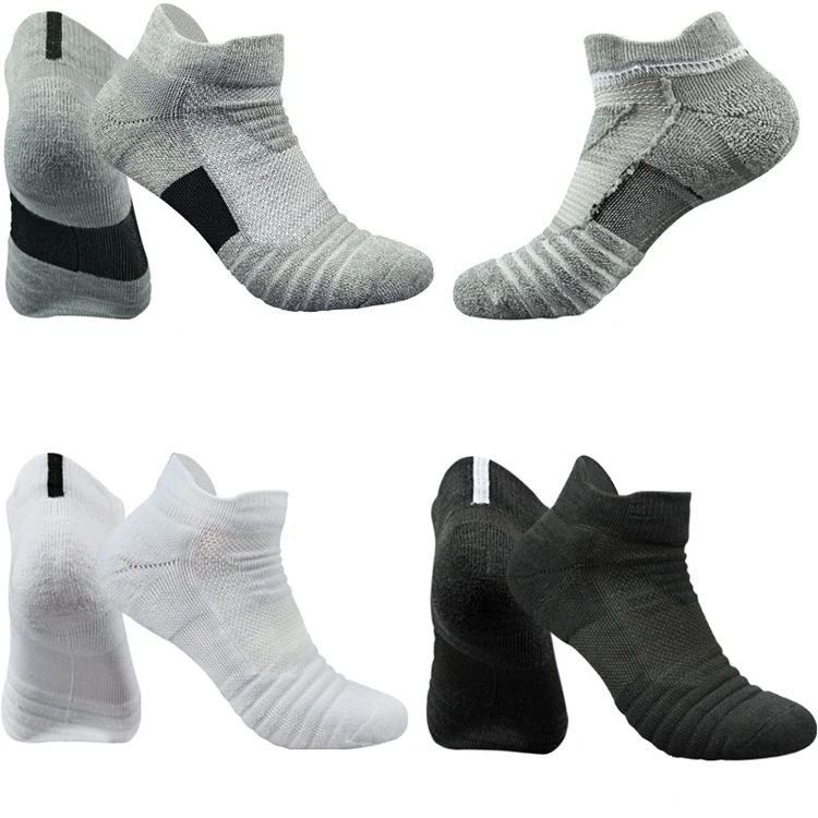Lrtou Custom Low Cut Cotton Mens Athletic Thermal Sox Sport Cushion Running Half Terry Boat Ankle Towel Socks For Men