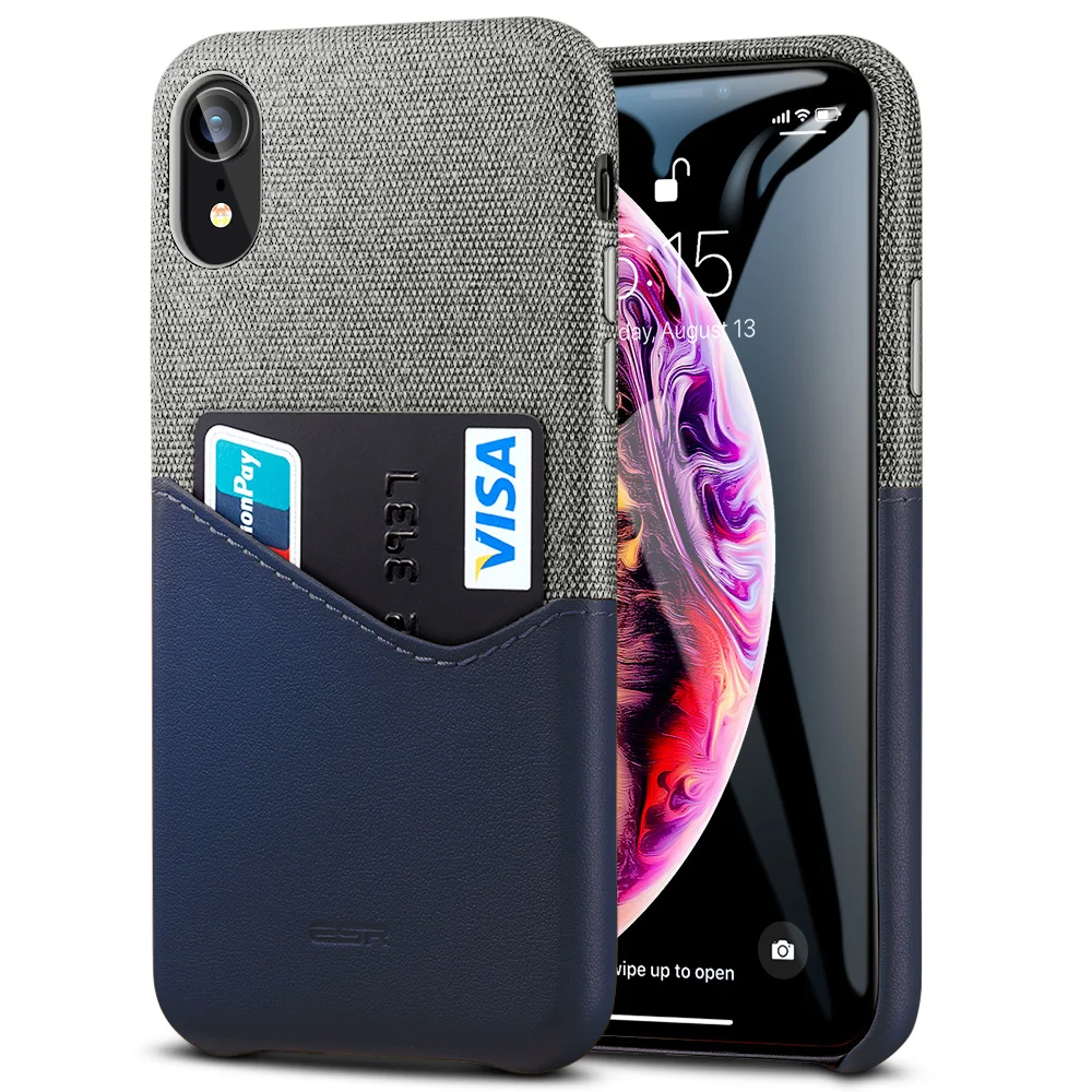
ESR Soft Fabric Premium PU Leather Case with ID & Card Holder Slot phone case for new iPhone XR 6.1 inch 2018 