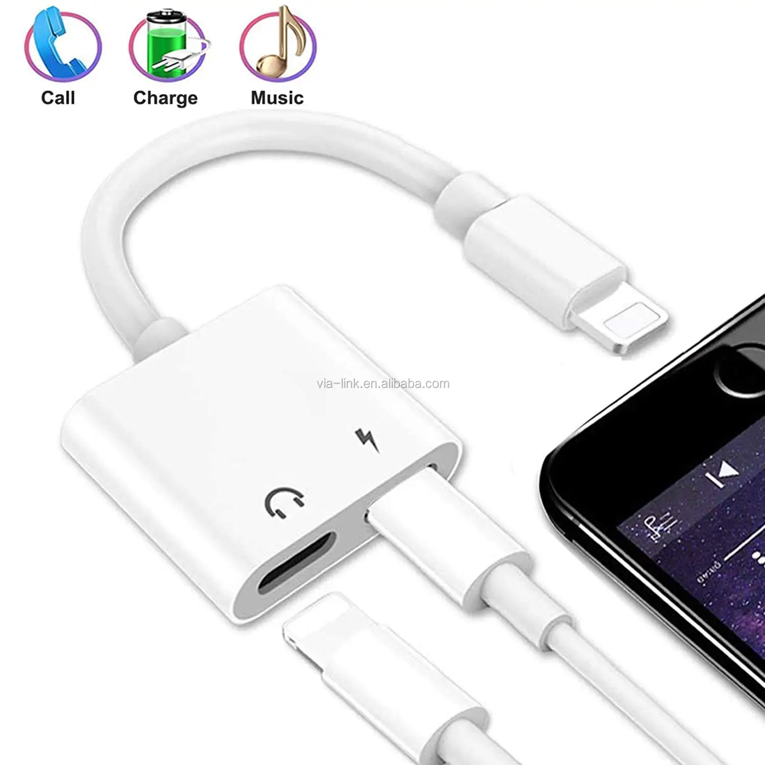 Высококачественный двойной зарядный адаптер 3 в 1 для iPhone 7 8 Plus X XS XR XS MAX зарядное устройство для наушников