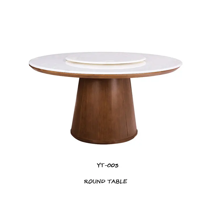 2023 Modern Italian Style Round Snow jade Marble Top solid Wood Dining Table Sets