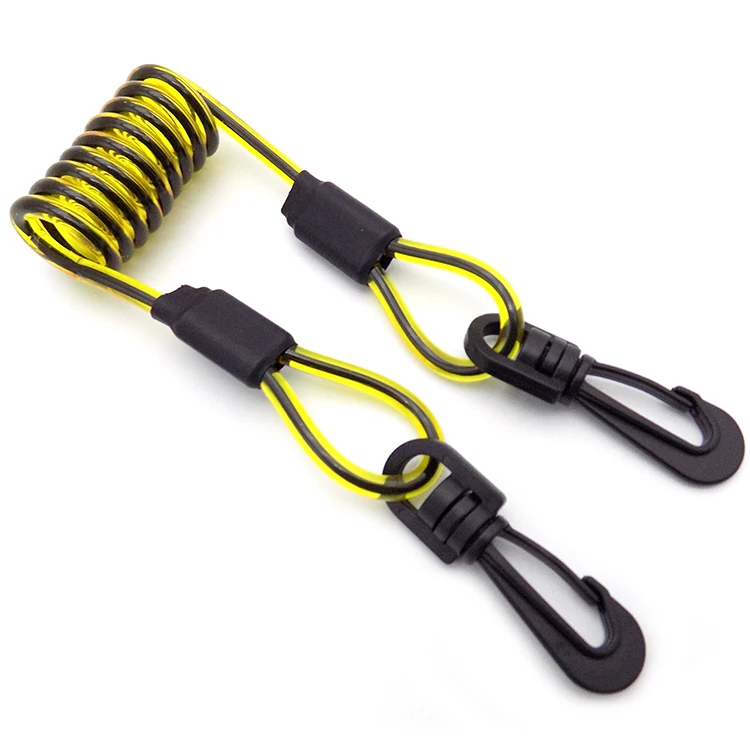 Safety Coiled Spring Tool Lanyard Wire With Plastic Snap Hooks