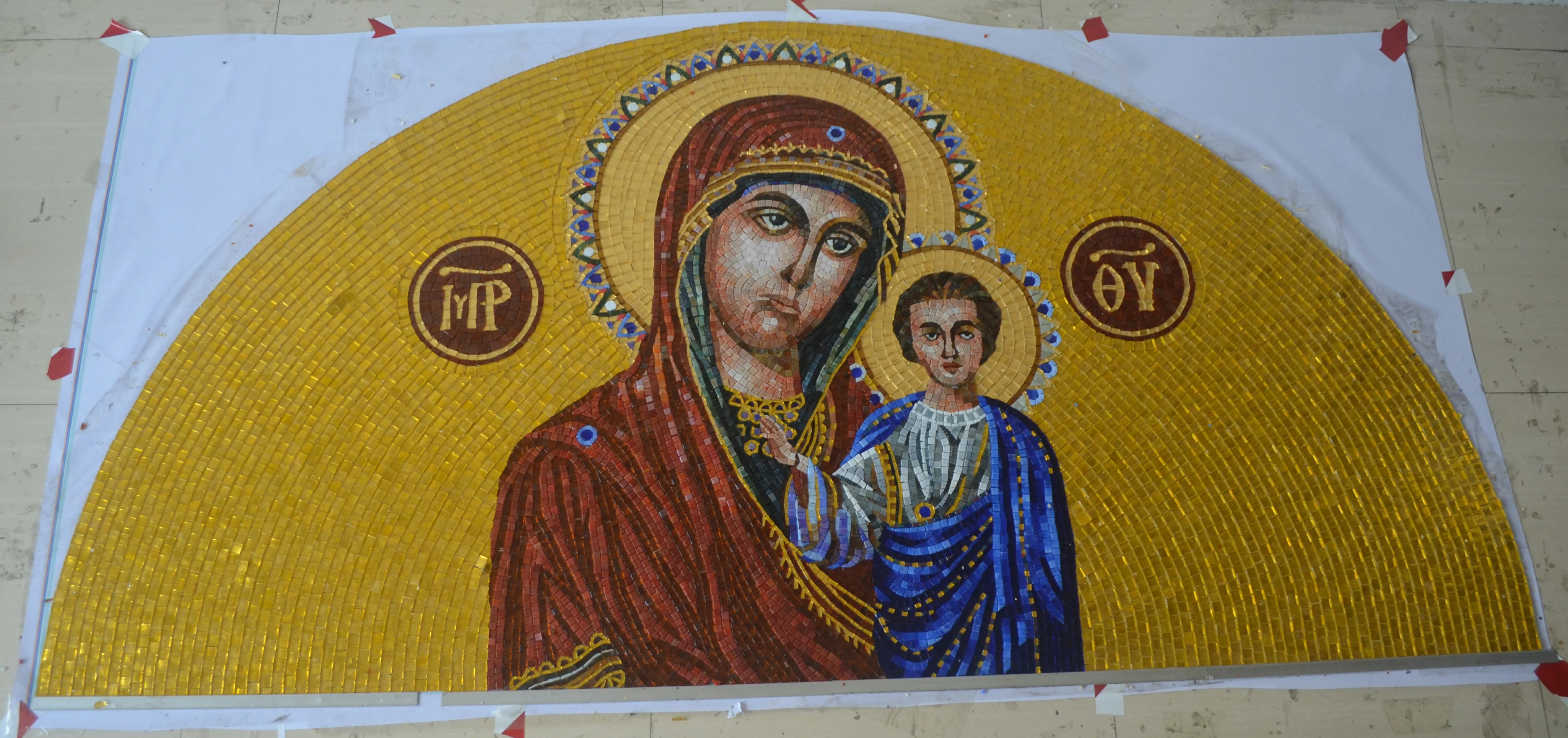 Religious mosaic, church mosaic pattern