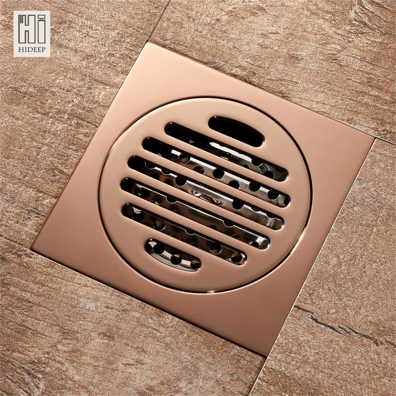 HIDEEP Bathroom accessories brass rose gold floor drain shower anti-odor floor drain