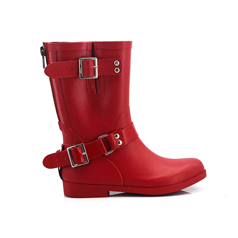 Customised designs Removable Waterproof red rubber boots with zipper