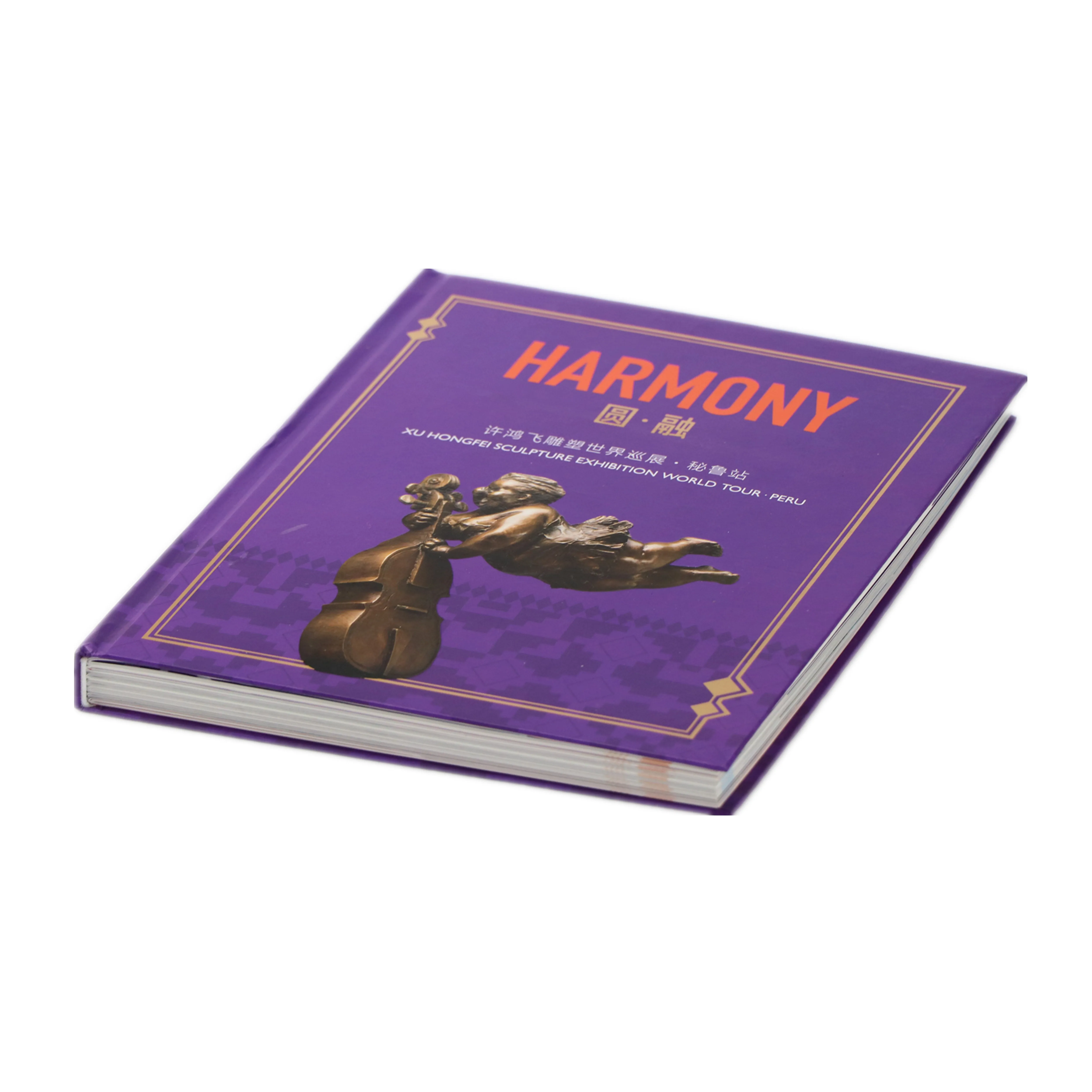 Hardcover casebound customized A4 size sew binding 4 color printing album book manufacturer in Guangzhou notebook printing