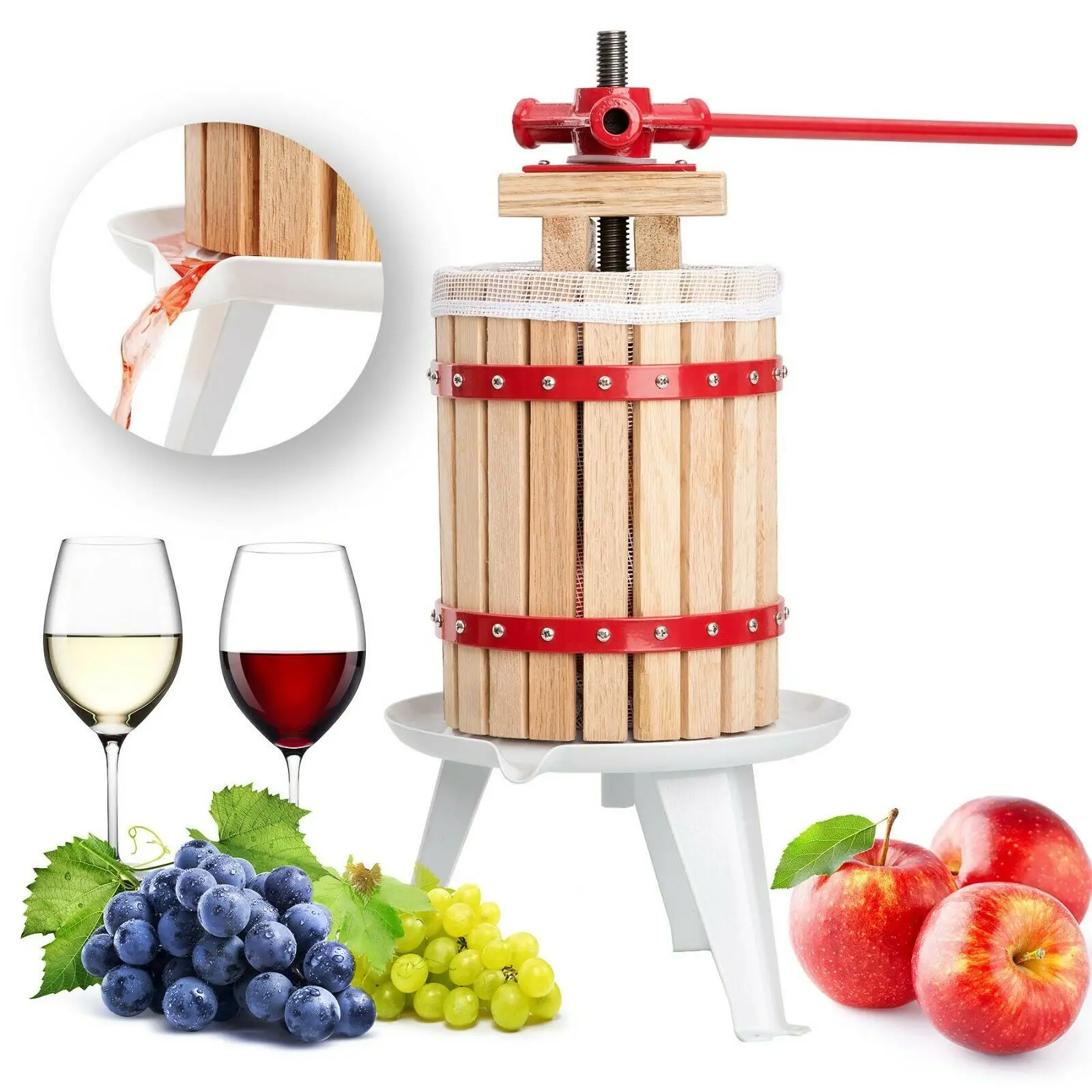 6L Classical wooden fruit press juicer wine manual press for family