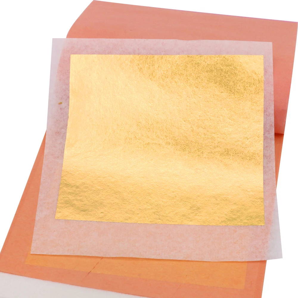 8 x 8 cm Genuine Edible 24K Transfer Gold Leaf Foil Booklet for Cake Baking Food Decoration Gold Paper