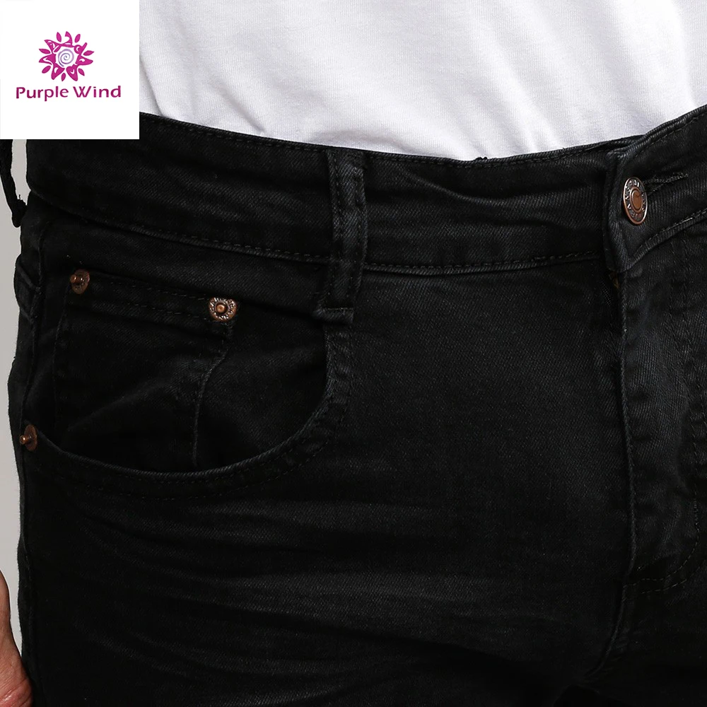 Fancy chinese factory patches black skinny denim men jeans
