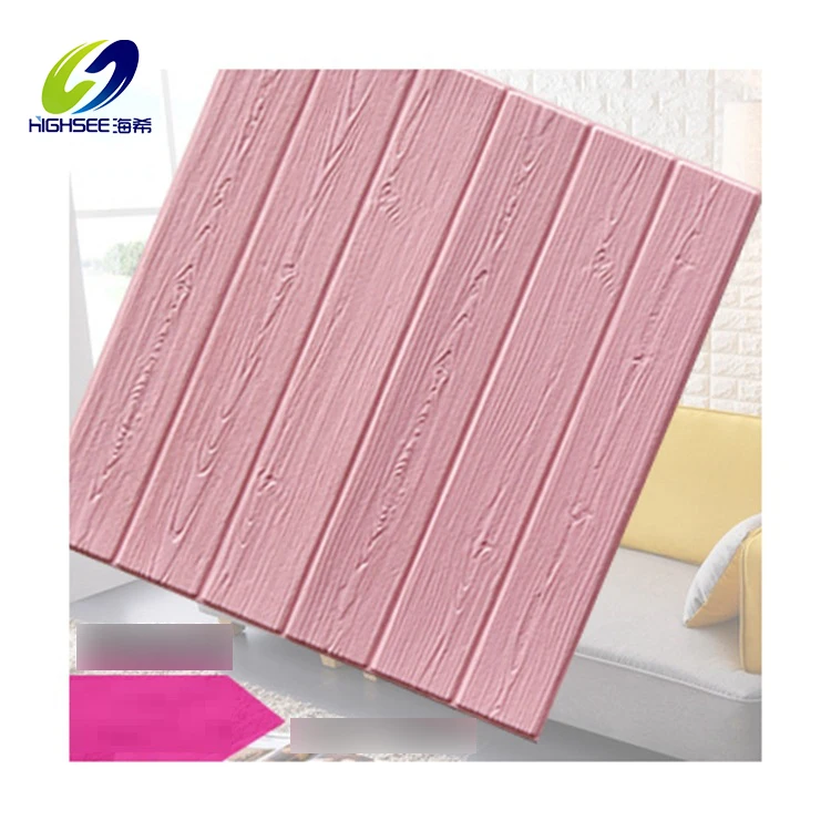 3D wooden color design wallpaper / PE foam Self-adhesive Wall Stickers