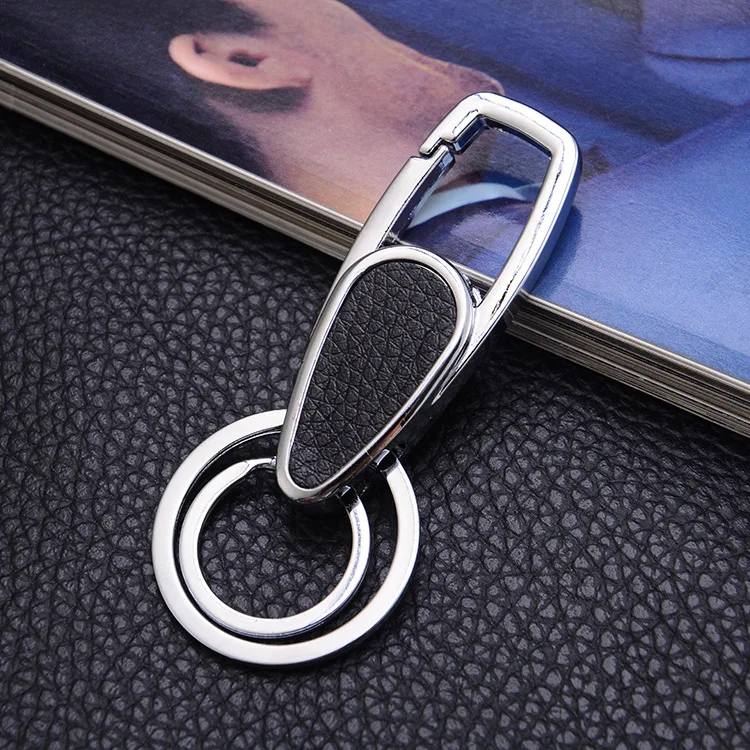 
 High Quality Black Leather Keychain Custom Keychain Metal Key Holder  