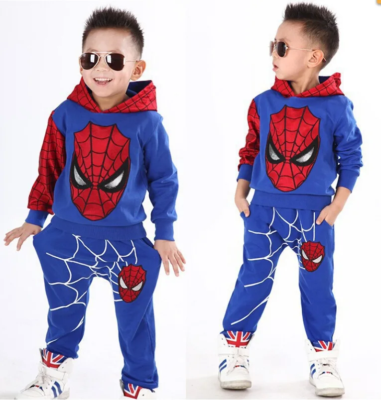 
Cool Spiderman Baby Boys Hoodie Clothing Sets Sport Suit For Handsome Boys Clothes Spring Cosplay Kids Costumes 2pcs Clothing 