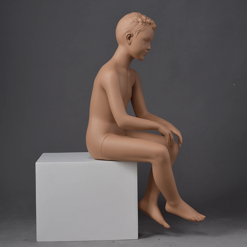 Hot sale sitting boy teenage mannequins realistic child mannequin with sculpture head