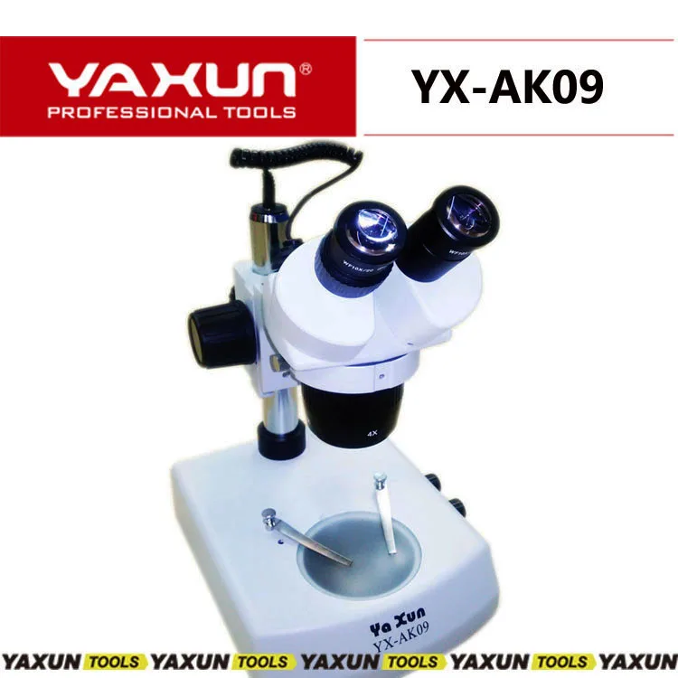 High quality YAXUN stereo microscope with up light and down light yaxun ak 09, YAXUN 20X/40X microscope for Mobile PCB repair